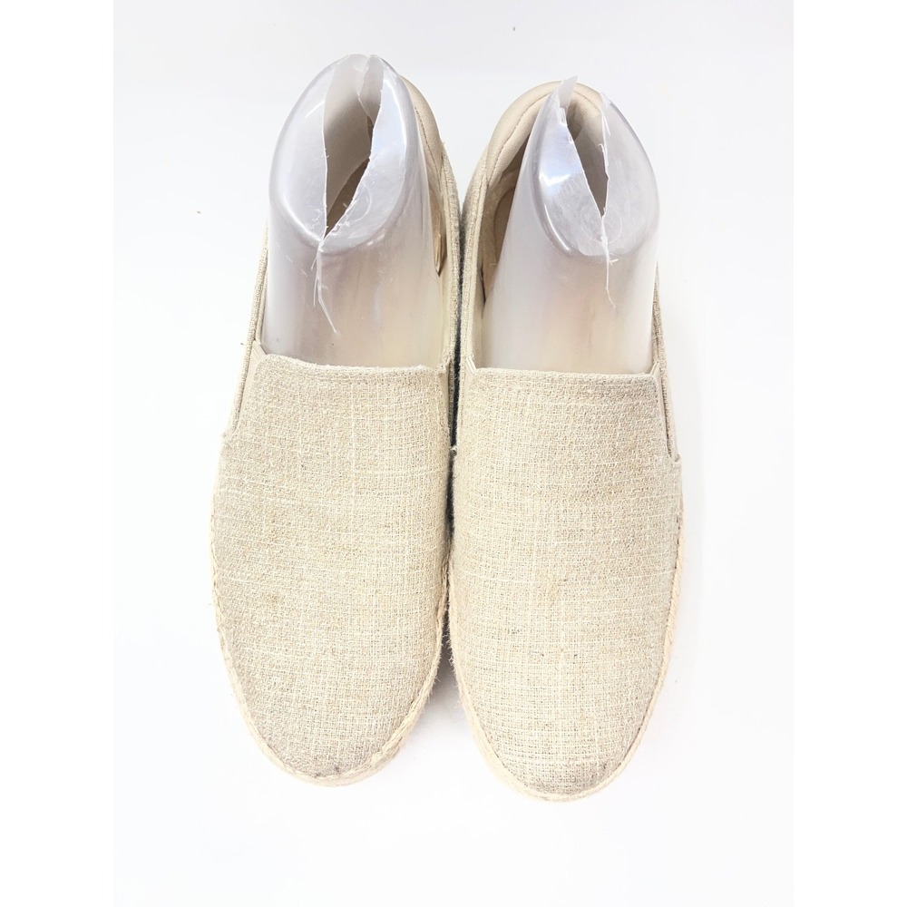 Martha Stewart x Skechers Womens Beige Linen Platform Slip On Shoes Size 8